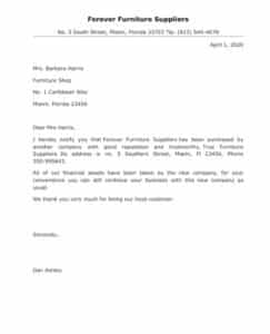 Announcement Letter for Business Takeover