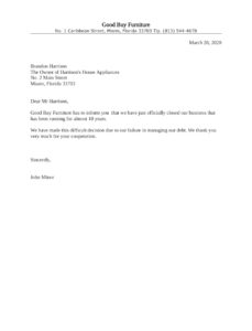 Announcement Letter for Closing Business