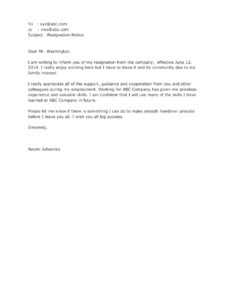 Email Resignation Letter 