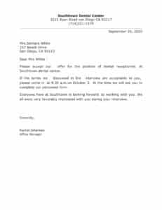 Employer Acceptance Letter Sample