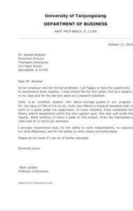 Recommendation Letter from Employer Sample