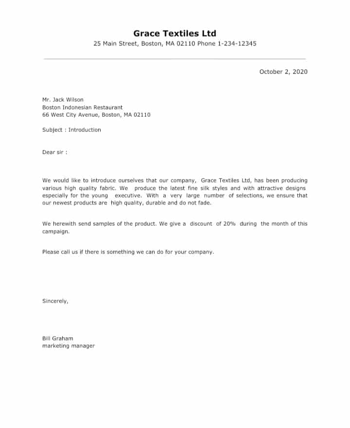 Business Introduction Letter