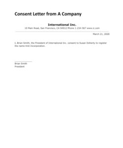 Consent Letter from A Company