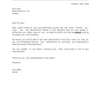 Poor Performance Termination Letter