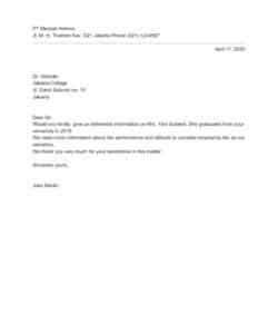 Reference Request Letter Sample