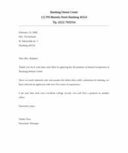 Rejection Letter Sample for Receptionist